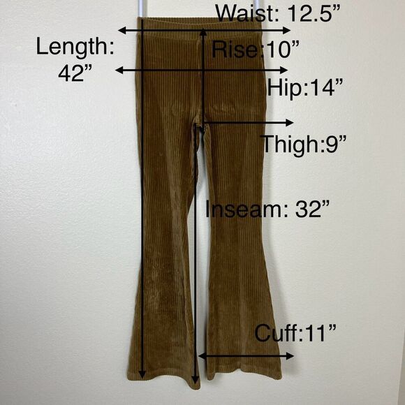 Aerie Women's Size XS Groove Corduroy Pull On Flare Pants Velour Leggings Retro - Picture 4 of 9